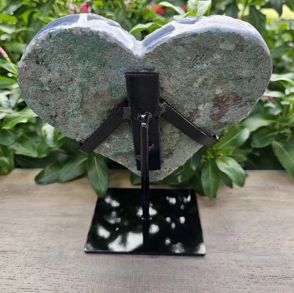 Heart-Shaped Amethyst Crystal on Stand - Picture 4 of 7